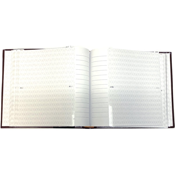 Pinnacle Photo Album Book with Picture Window and Memo Writing Space - Faux Brown Leather Hardcover (9.5" x 8.75", 60 Pages) Holds 4 x 6 Pictures and 5 x 7 Pictures