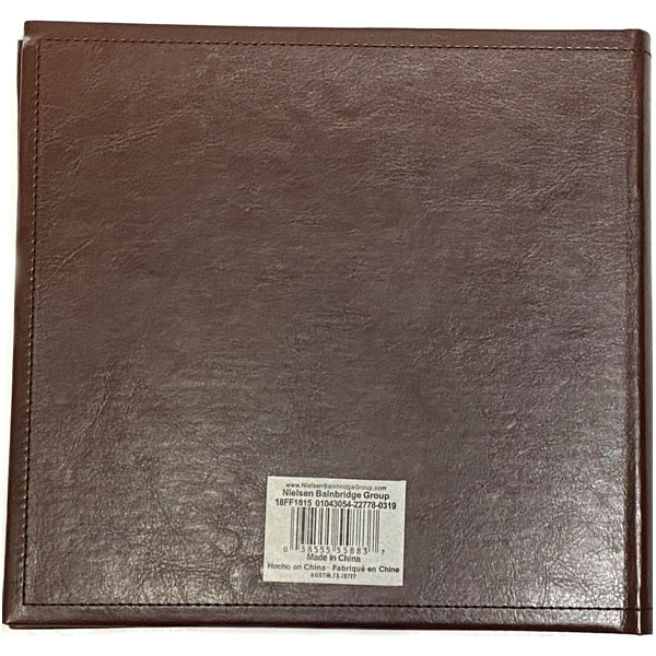 Pinnacle Photo Album Book with Picture Window and Memo Writing Space - Faux Brown Leather Hardcover (9.5" x 8.75", 60 Pages) Holds 4 x 6 Pictures and 5 x 7 Pictures