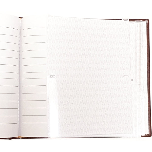 Pinnacle Photo Album Book with Picture Window and Memo Writing Space - Faux Brown Leather Hardcover (9.5" x 8.75", 60 Pages) Holds 4 x 6 Pictures and 5 x 7 Pictures