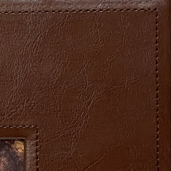 Pinnacle Photo Album Book with Picture Window and Memo Writing Space - Faux Brown Leather Hardcover (9.5" x 8.75", 60 Pages) Holds 4 x 6 Pictures and 5 x 7 Pictures