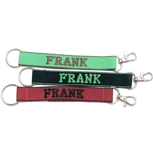 Wholesale Bundle of 100 - Embroidered Novelty Keychains - Nylon Key Strap & Clip (1" x 7.75") Assorted Names & Phrases