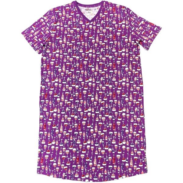 Cozee Corner Womens V - Neck Cotton T-Shirt Nightgowns Set - Wine Down & Raspberry Pink (2 - Pack) - Dollar Fanatic