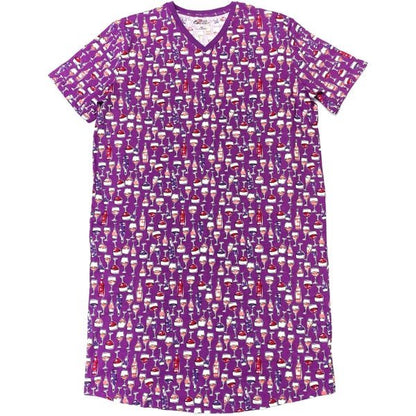 Cozee Corner Womens V - Neck Cotton T-Shirt Nightgowns Set - Wine Down & Raspberry Pink (2 - Pack) - Dollar Fanatic