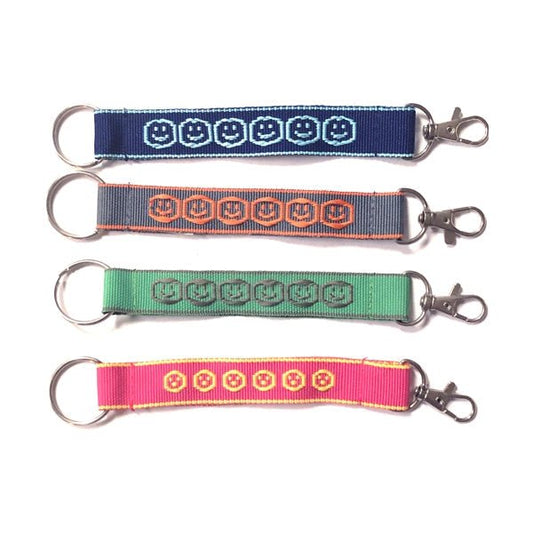 Embroidered Emoji Face Keychain Nylon Key Strap & Clip (1" x 7.75") Select Style - Dollar Fanatic